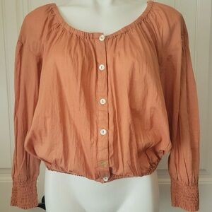 Light tissue cotton Peasant -style blouse - ELAN size SMALL